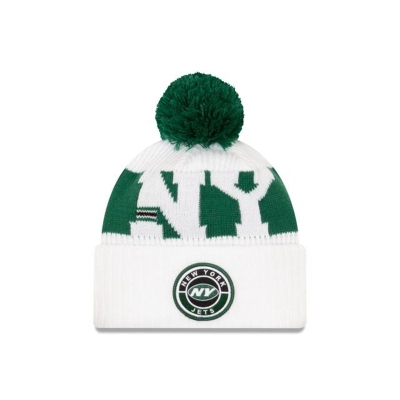 White New York Jets Hat - New Era NFL Alternate Cold Weather Sport Knit Beanie USA1480567